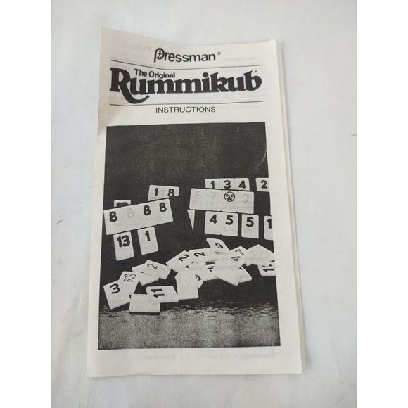 No Brand Toys 985 Rummikub Boardgame Replacement Instructions Rules